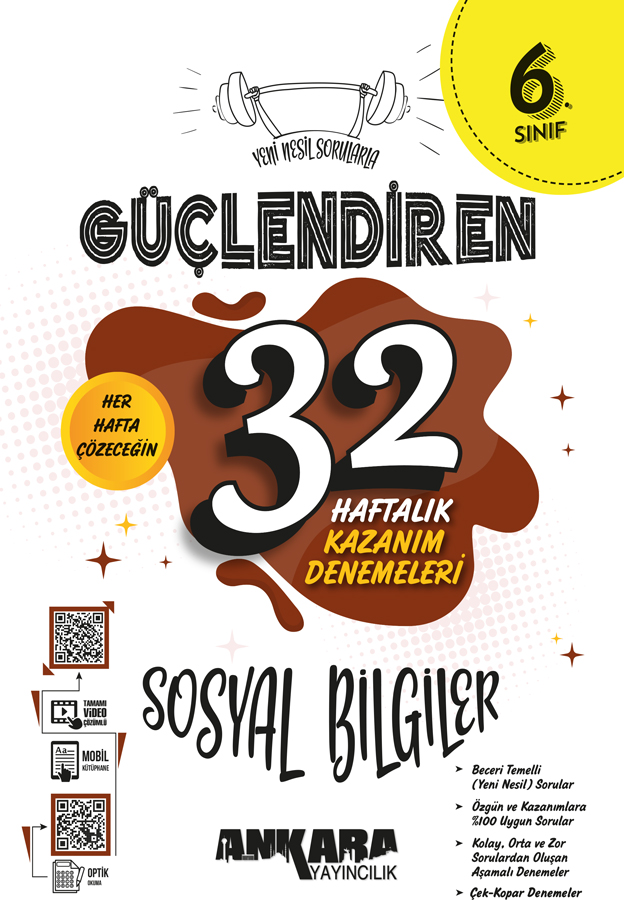 Ankara Yayıncılık 6.Sınıf Güçlendiren 32 Haftalık Sosyal Bilgiler Kazanım Denemeleri