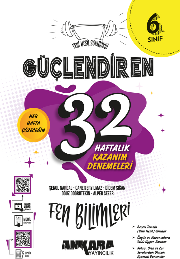 Ankara Yayıncılık 6. Sınıf Güçlendiren 32 Haftalık Fen Bilimleri Kazanım Denemeleri