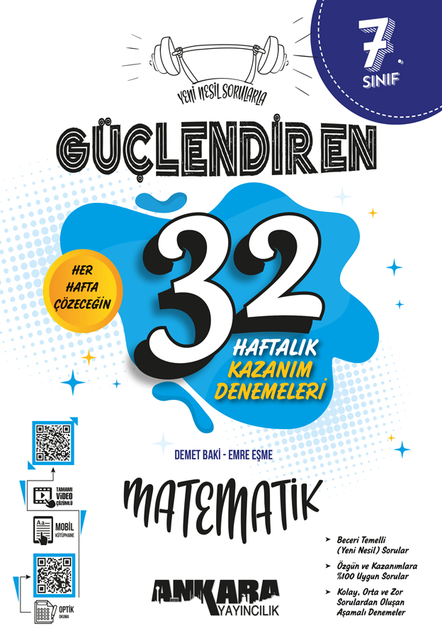 Ankara Yayıncılık 7. Sınıf Güçlendiren 32 Haftalık Matematik Kazanım Denemeleri