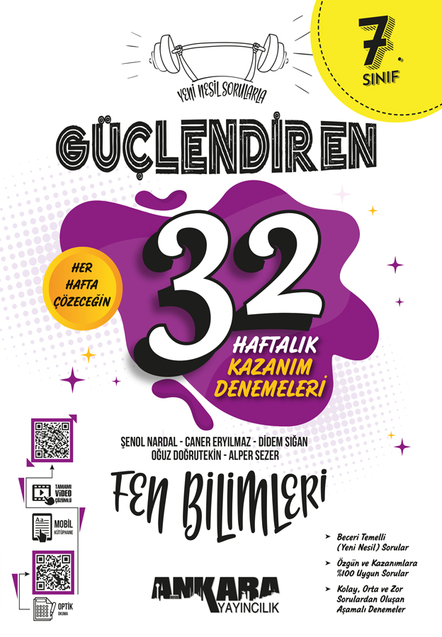 Ankara Yayıncılık 7. Sınıf Güçlendiren 32 Haftalık Fen Bilimleri Kazanım Denemeleri