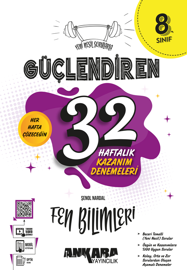 Ankara Yayıncılık 8. Sınıf Güçlendiren 32 Haftalık Fen Bilimleri Kazanım Denemeleri