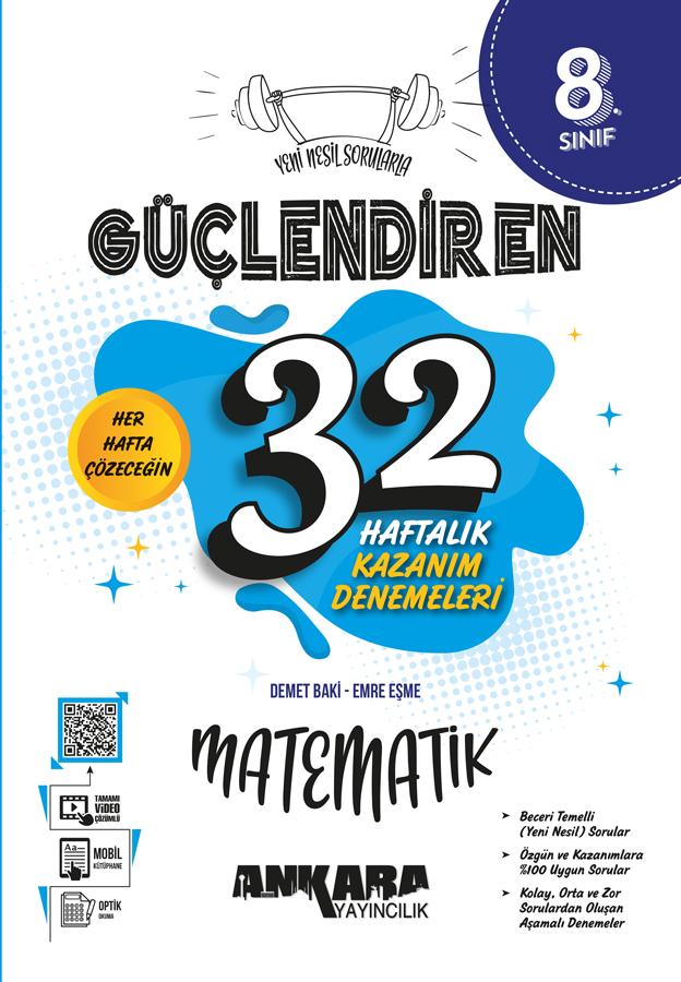 Ankara Yayıncılık 8. Sınıf Güçlendiren 32 Haftalık Matematik Kazanım Denemeleri