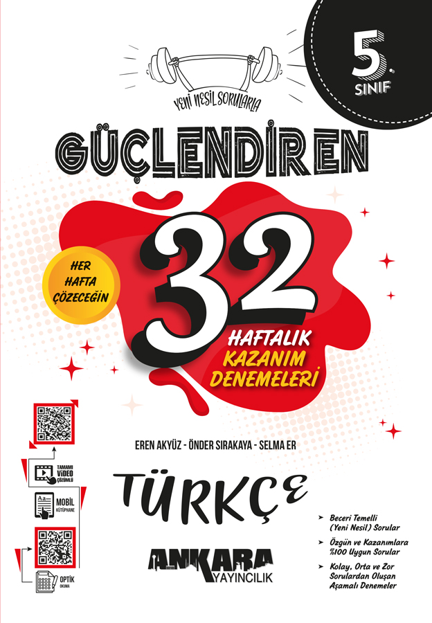 Ankara Yayıncılık 5. Sınıf Güçlendiren 32 Haftalık Türkçe Kazanım Denemeleri