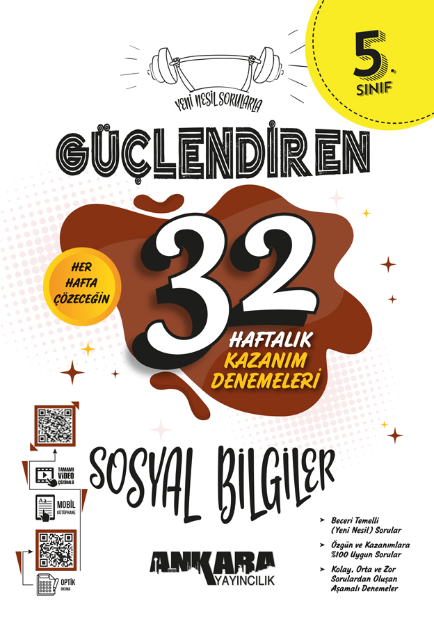 Ankara Yayıncılık 5.Sınıf Güçlendiren 32 Haftalık Sosyal Bilgiler Kazanım Denemeleri
